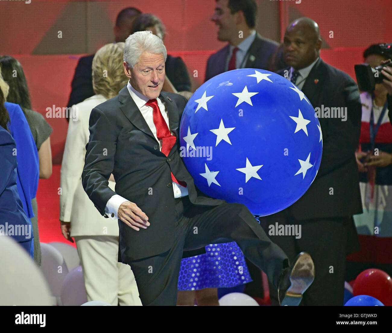 Former United States President Bill Clinton on the podium following the ...