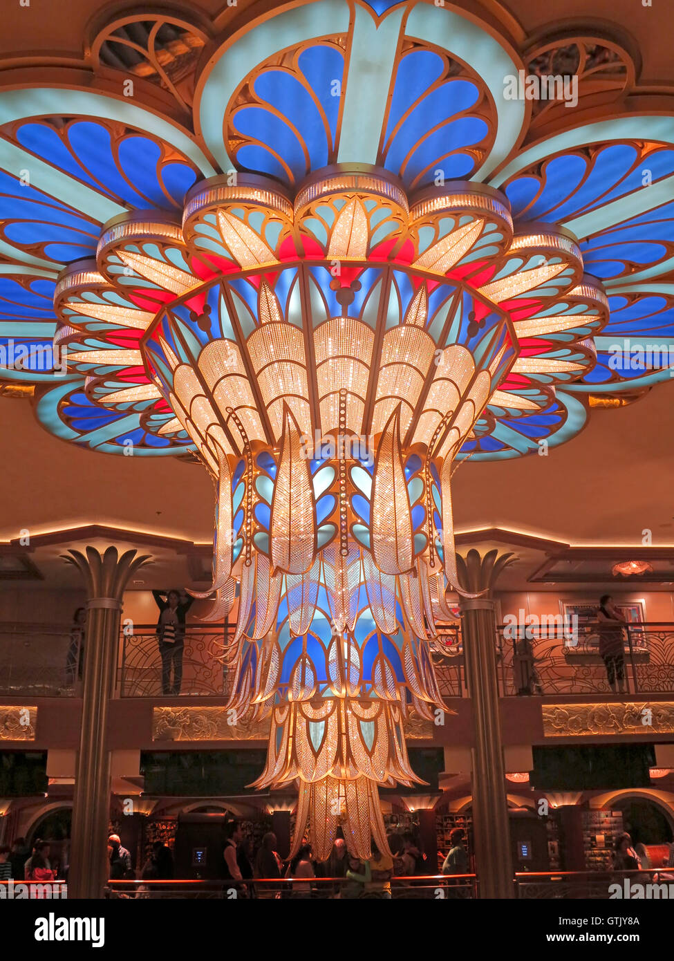 Nassau, Bahamas. January 30th, 2013. The Art Deco-style Chandelier on the Disney Dream Cruise Ship Stock Photo