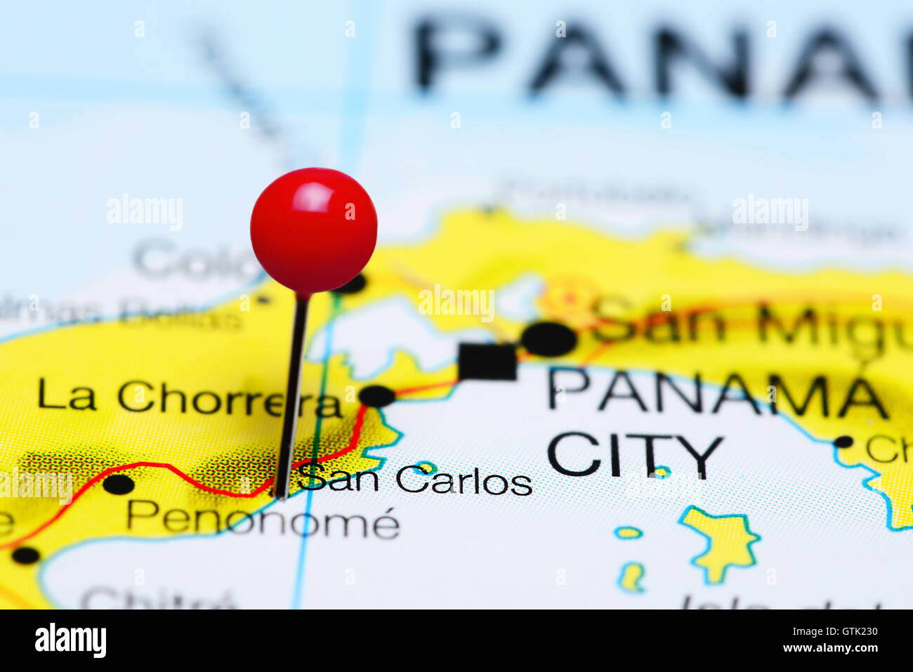 San Carlos Panama Map San Carlos Pinned On A Map Of Panama Stock Photo - Alamy