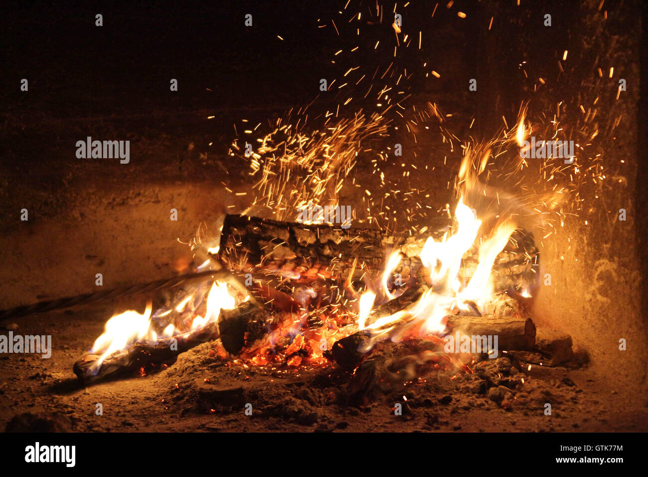Sparkling open fire Stock Photo