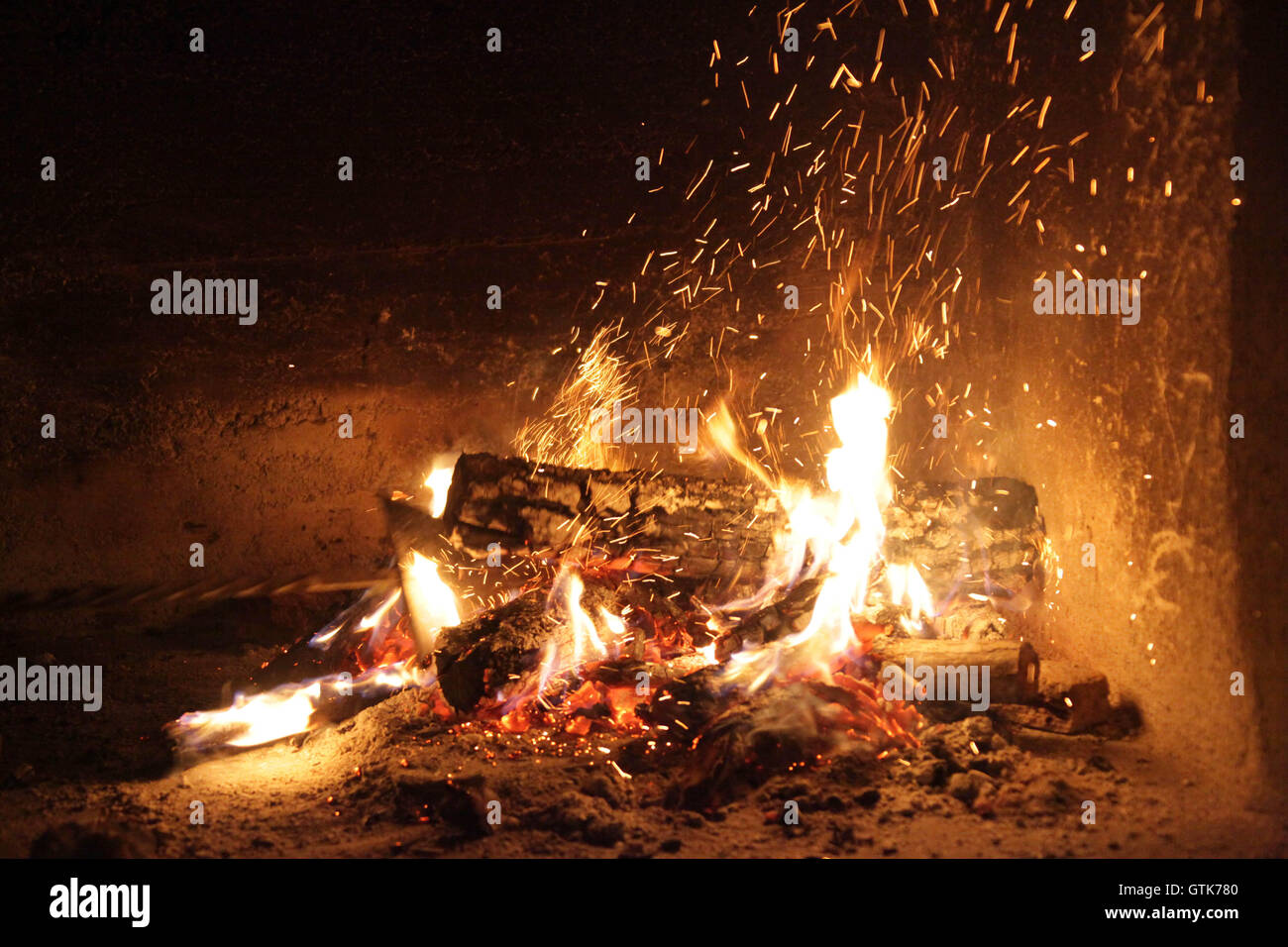Lively open fire Stock Photo