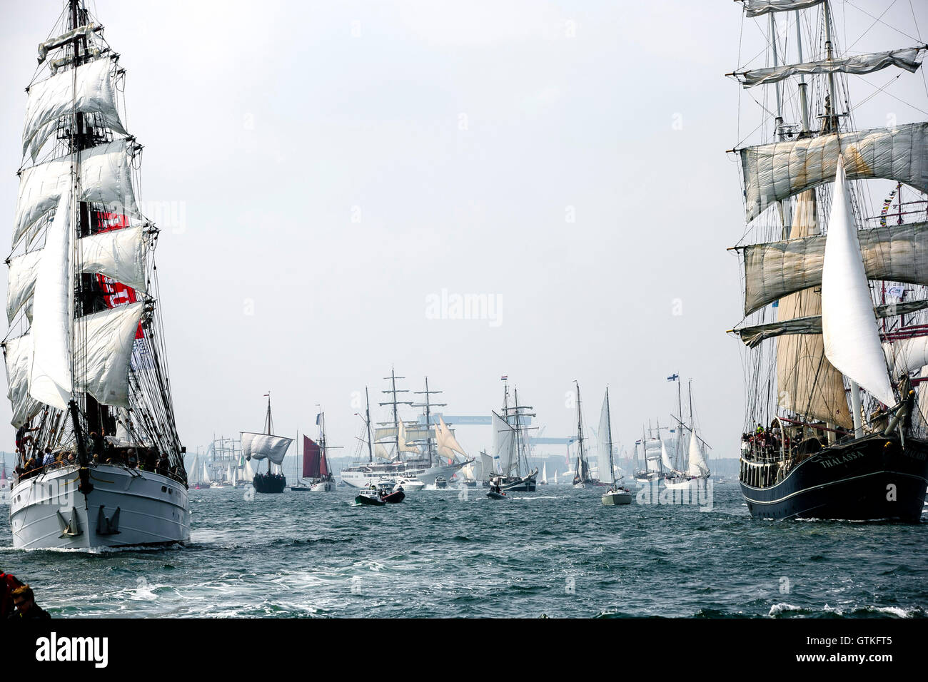 Sailing ship at Windjammer Parade during Kieler Woche. Stock Photo