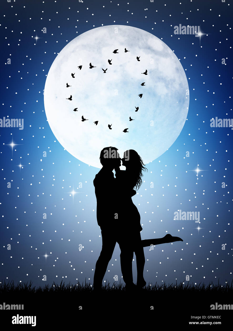 Kissing Couple Moonlight High Resolution Stock Photography And Images Alamy