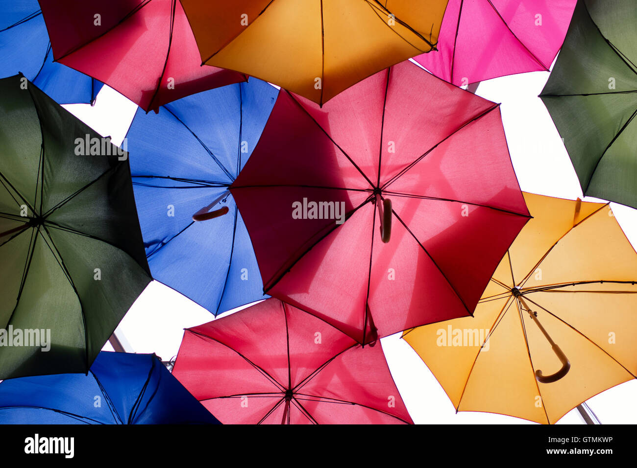 Umbrella art installation, London Bridge, UK, United Kingdom Stock