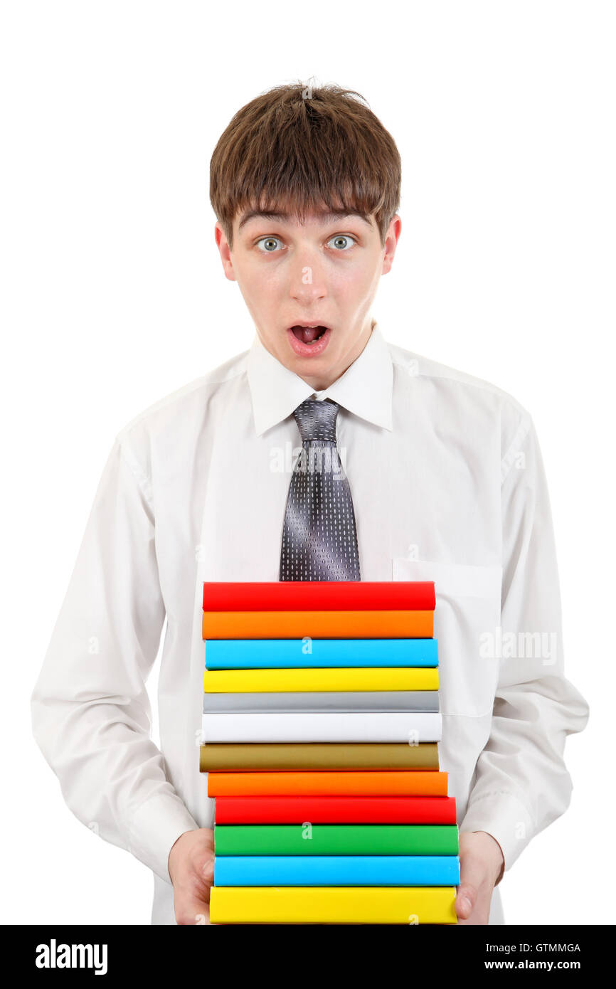 Student Holding Pile of the Books Stock Photo - Alamy