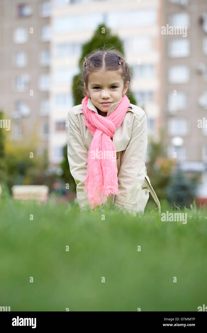 little girl in the autumn park Stock Photo - Alamy