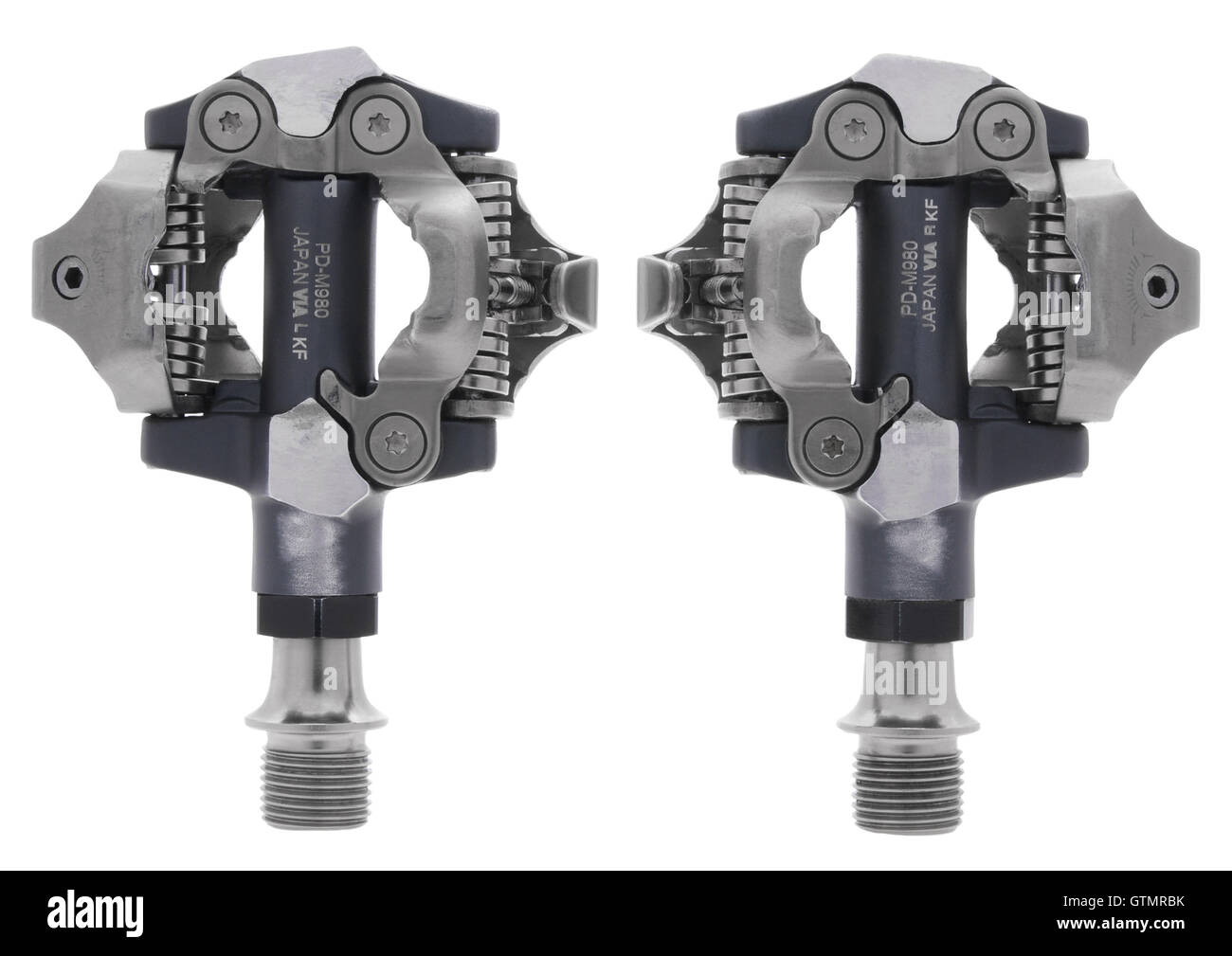 Shimano XTR PD-M980 pedals on white background Stock Photo
