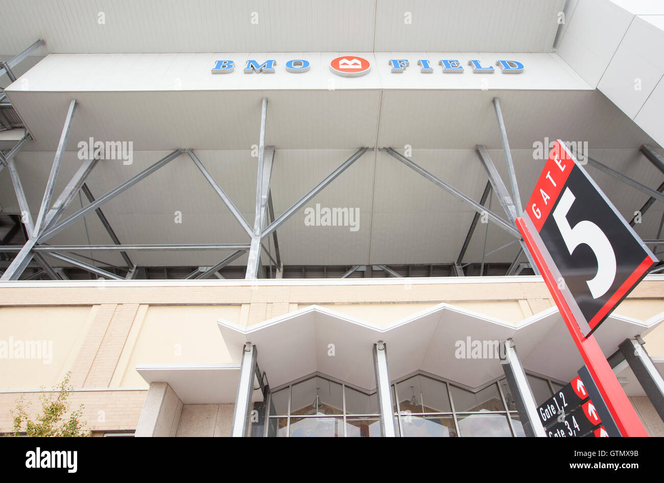 TORONTO - SEPTEMBER 1, 2016: BMO Field entrance in Toronto. The open-air structure can seat over 21,000 spectators. Stock Photo