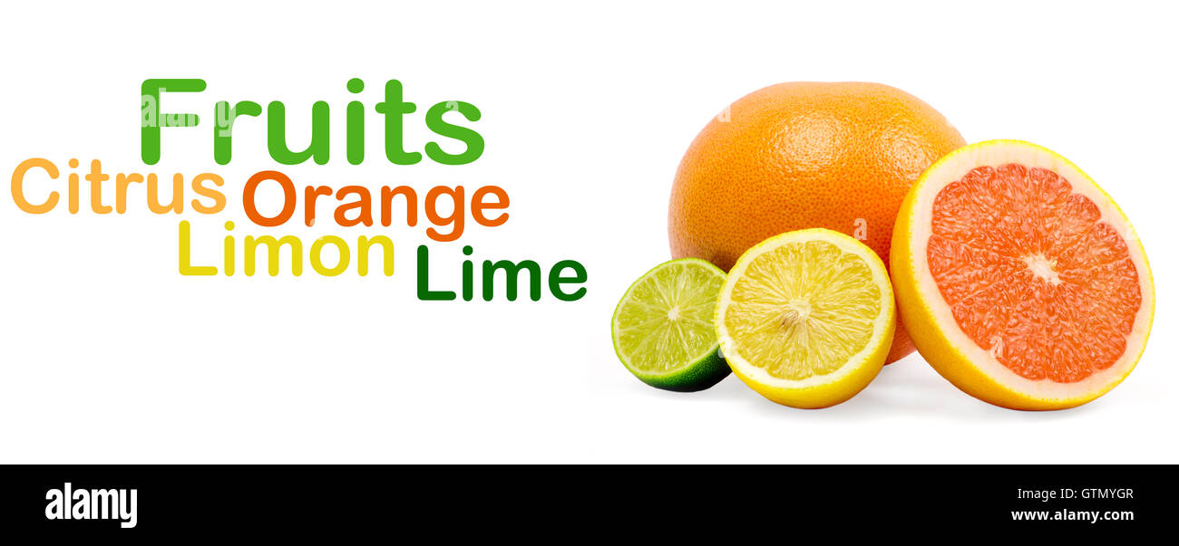 image of a fresh whole lime,lemon and orange isolated on white Stock ...