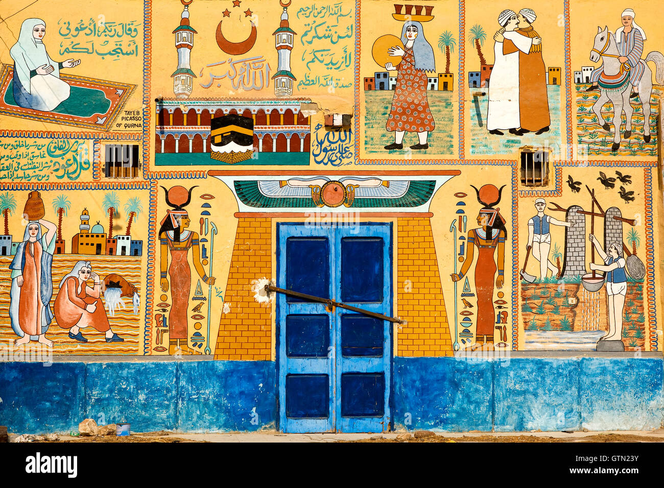 Mural in Gournah, Egypt Stock Photo