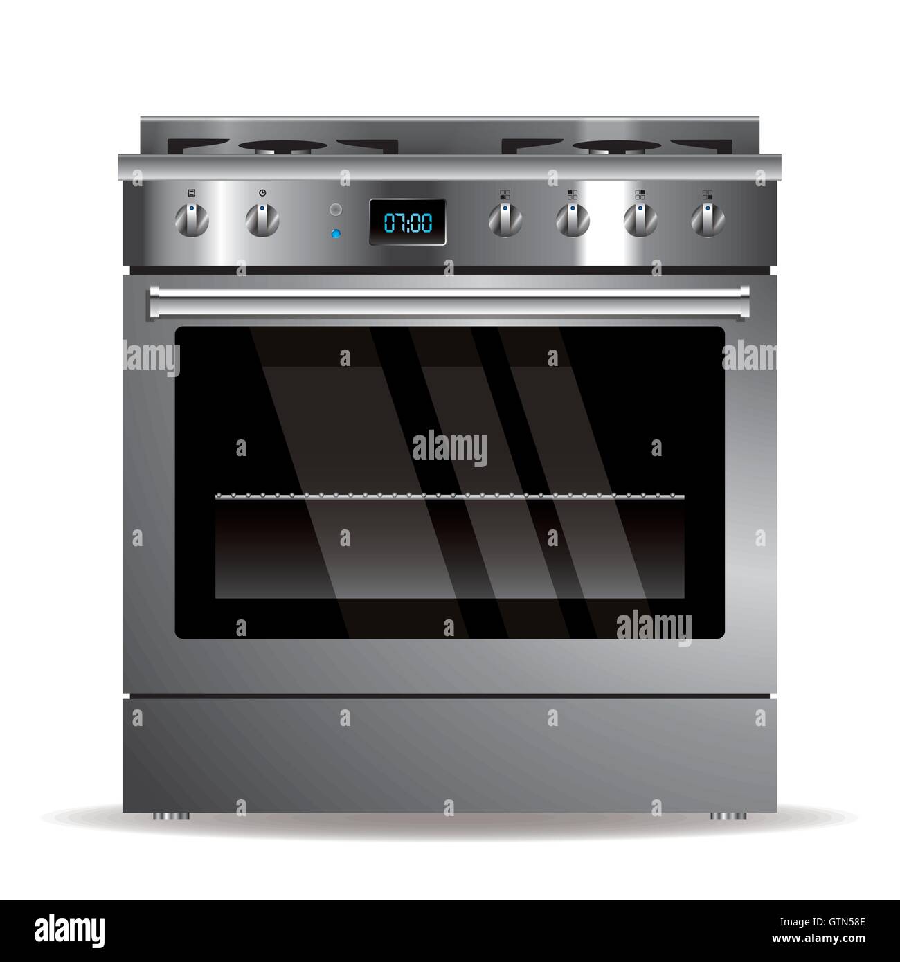 Vector gas oven silver design kitchen appliance Stock Vector