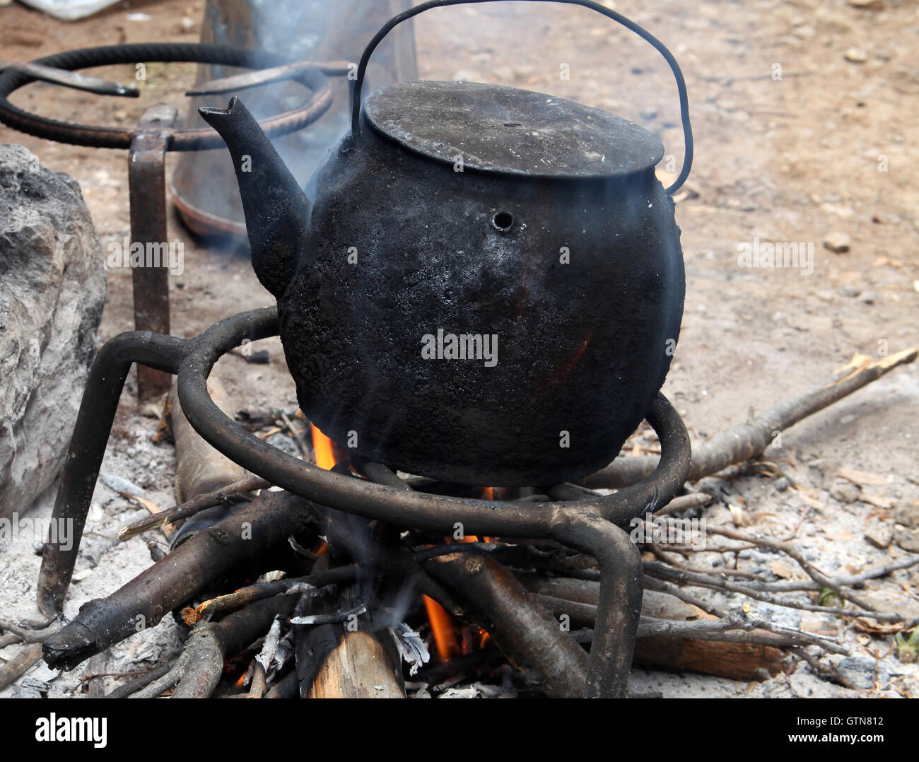 kettle on fire Stock Photo Alamy