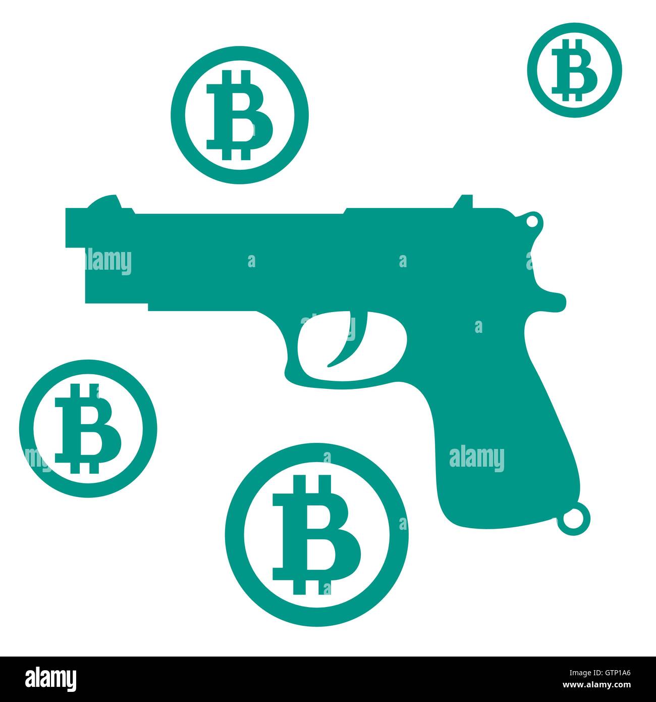 Picture about transactions in bitcoin: bitcoins and gun on a white  background Stock Vector Image & Art - Alamy