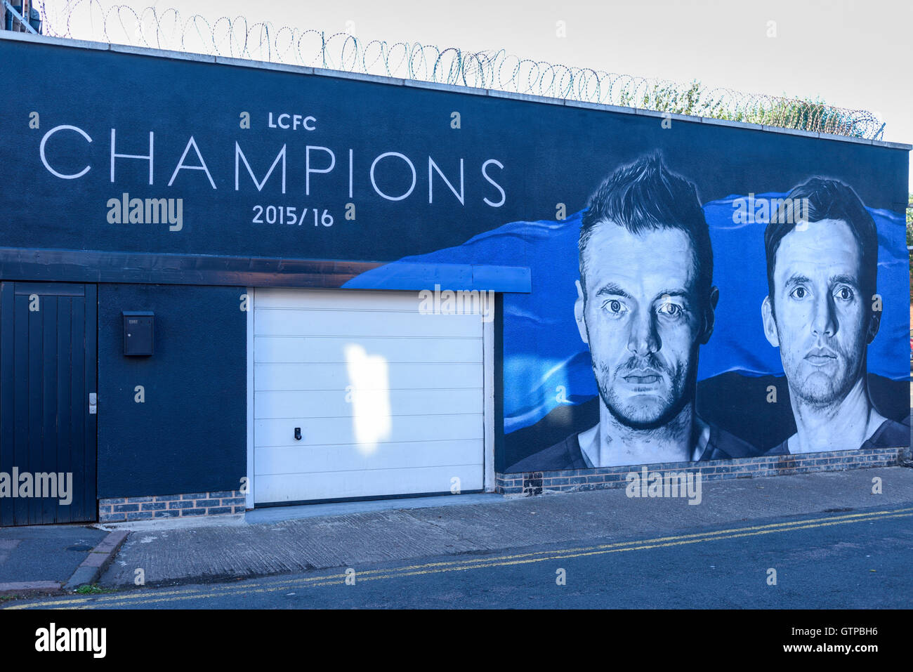 Leicester City Football Club Mural ,League Champions 2015-2016 . Stock Photo