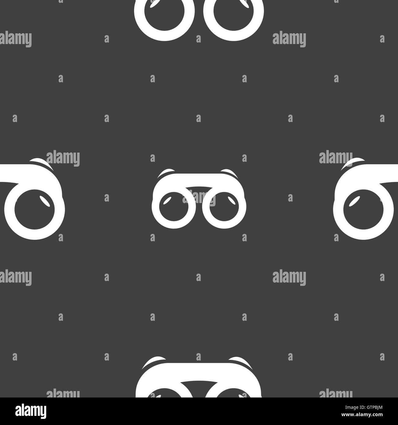 binoculars icon sign. Seamless pattern on a gray background. Vector Stock Vector
