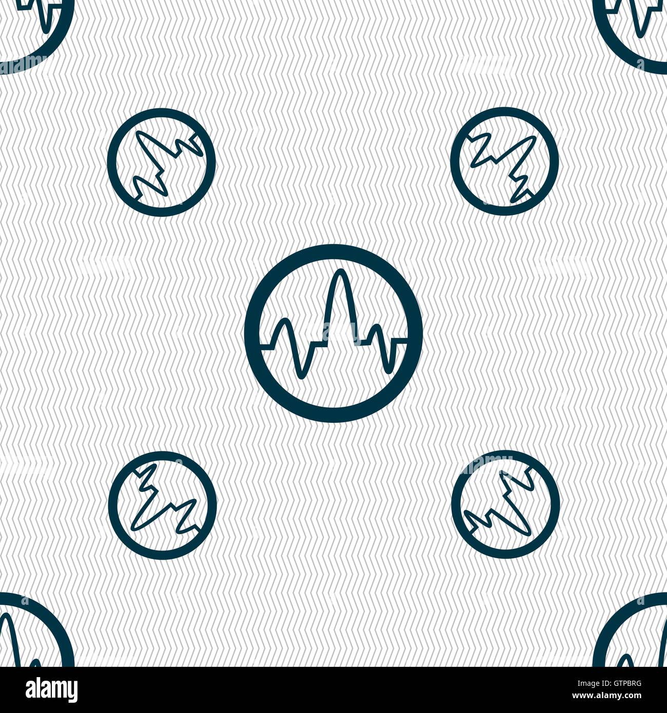 pulse Icon sign. Seamless pattern with geometric texture. Vector Stock ...