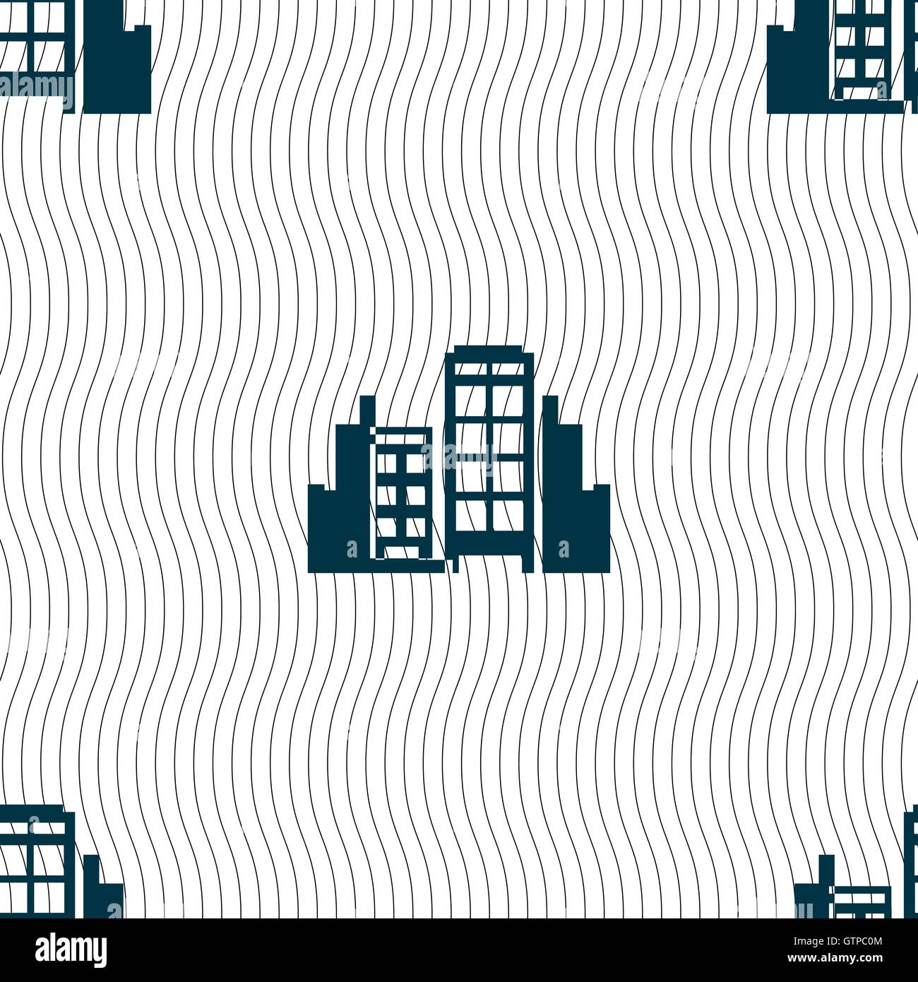 Buildings icon sign. Seamless pattern with geometric texture. Vector Stock Vector