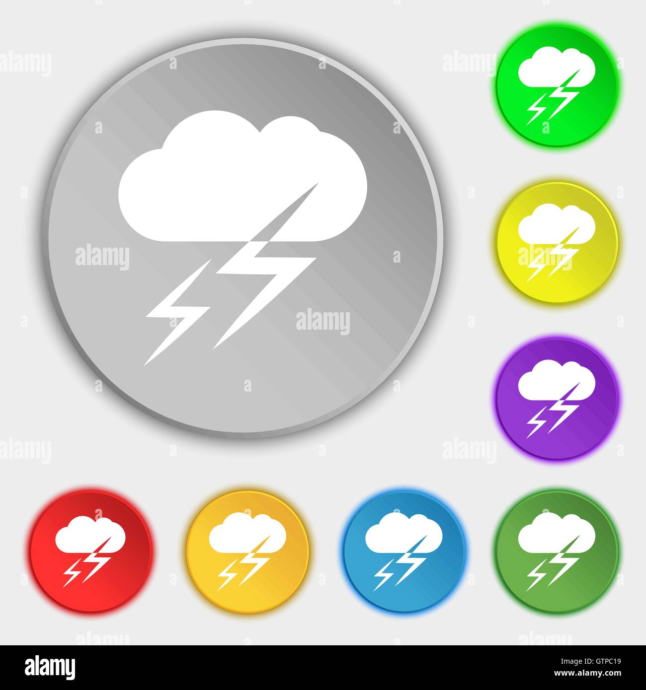 Weather icon sign. Symbol on eight flat buttons. Vector Stock Vector ...