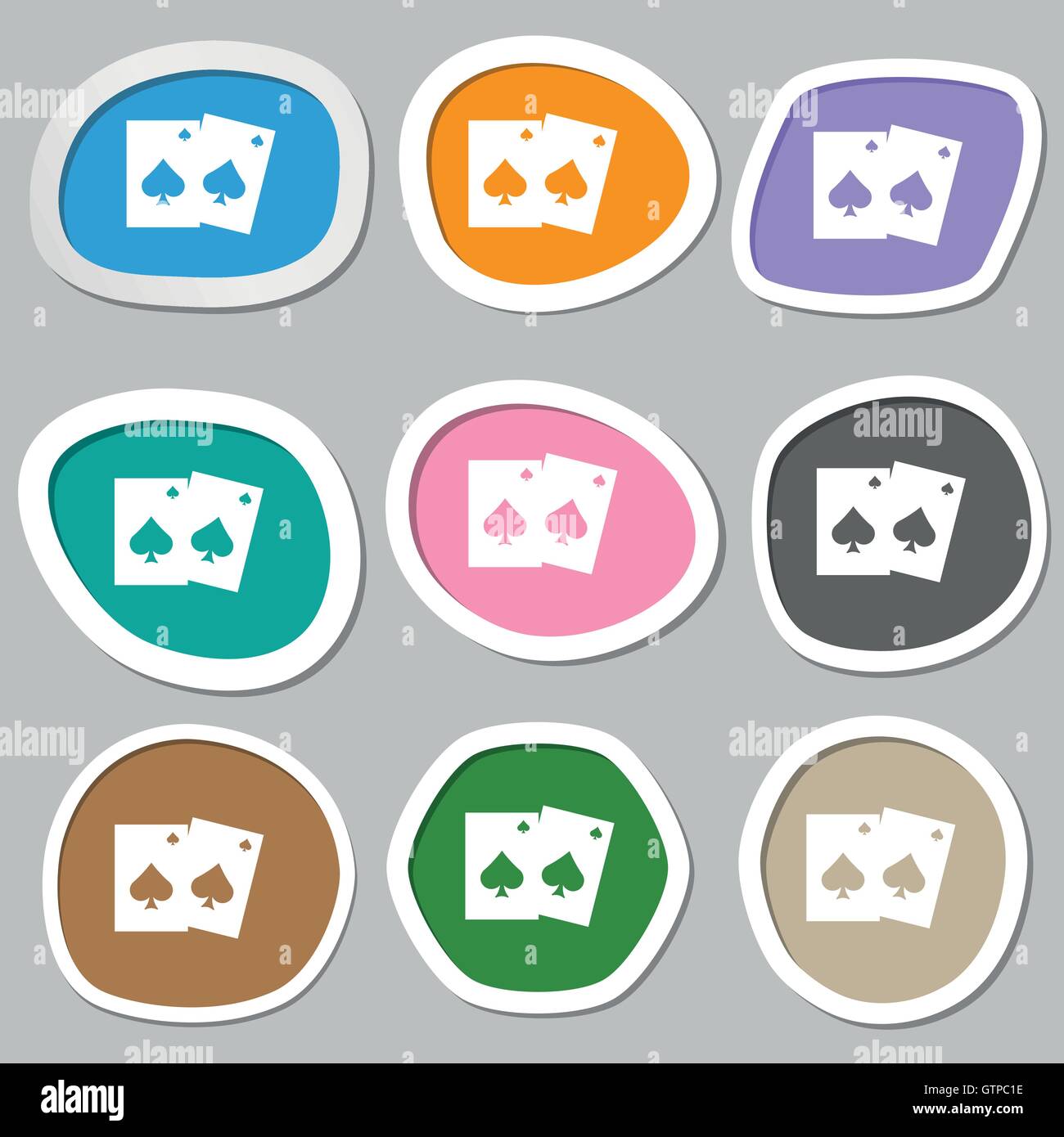 game cards icon symbols. Multicolored paper stickers. Vector Stock ...