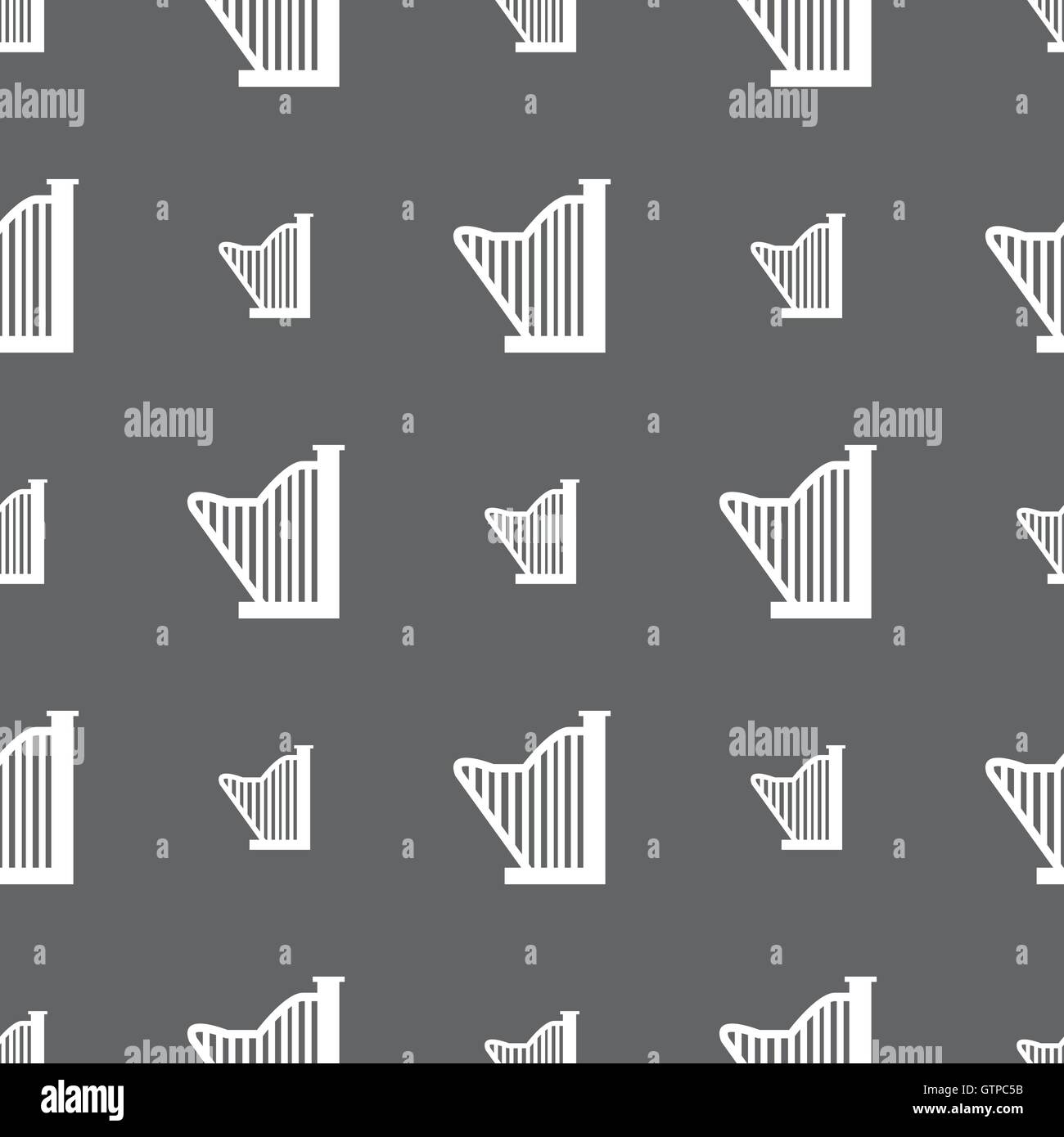 Harp icon sign. Seamless pattern on a gray background. Vector Stock ...