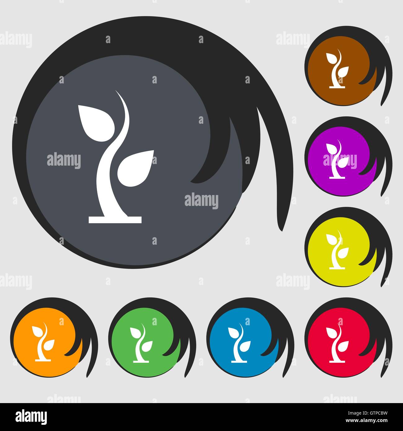 sprout icon sign. Symbols on eight colored buttons. Vector Stock Vector ...