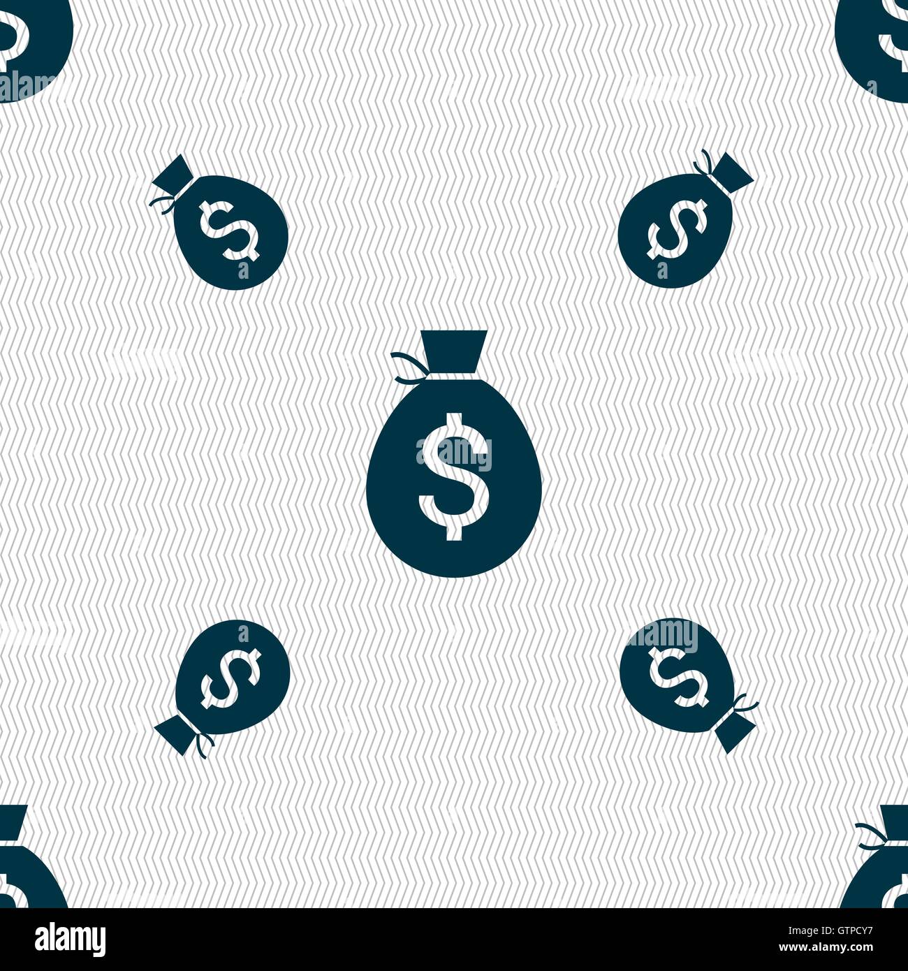 Money bag icon sign. Seamless pattern with geometric texture. Vector ...