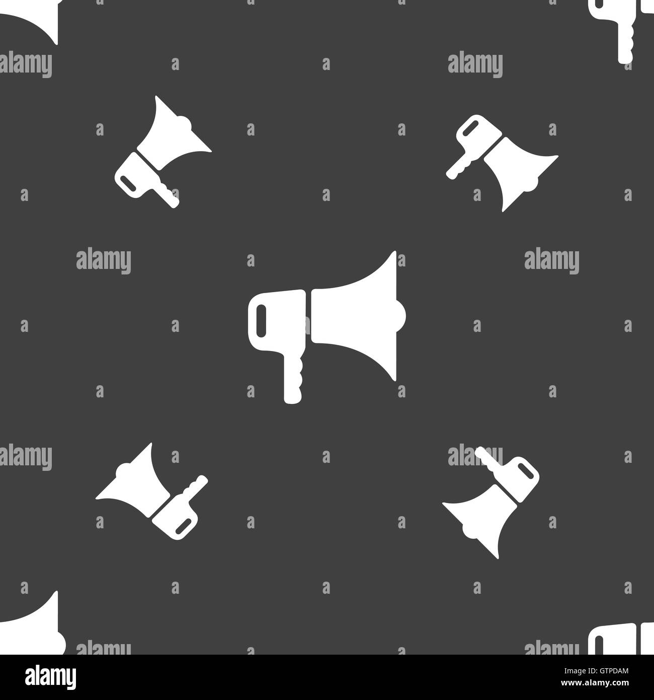 megaphone icon sign. Seamless pattern on a gray background. Vector ...