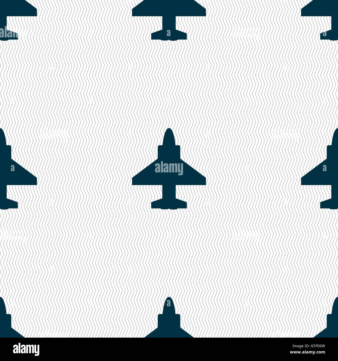 Aircraft or Airplane Icon sign. Seamless pattern with geometric texture