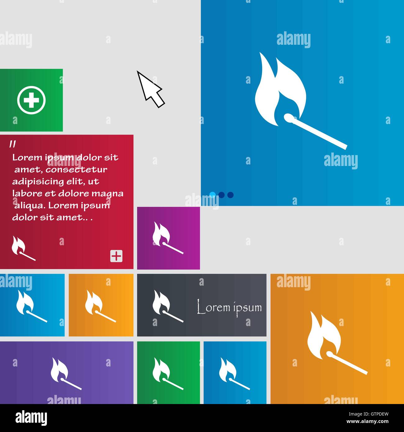 burning match icon sign. buttons. Modern interface website buttons with ...