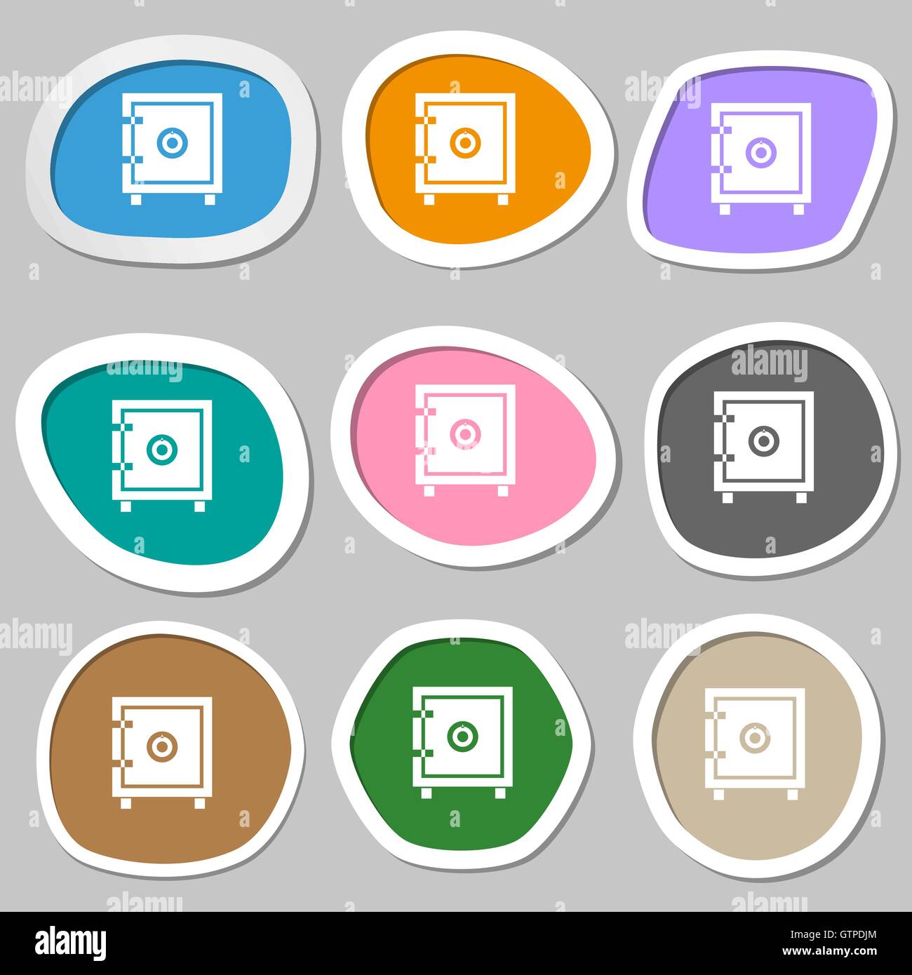 Safe money icon symbols. Multicolored paper stickers. Vector Stock Vector Image & Art Alamy