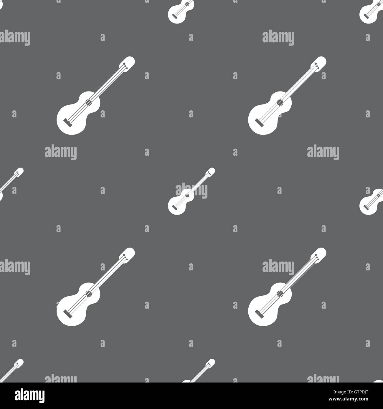 acoustic guitar icon sign. Seamless pattern on a gray background ...