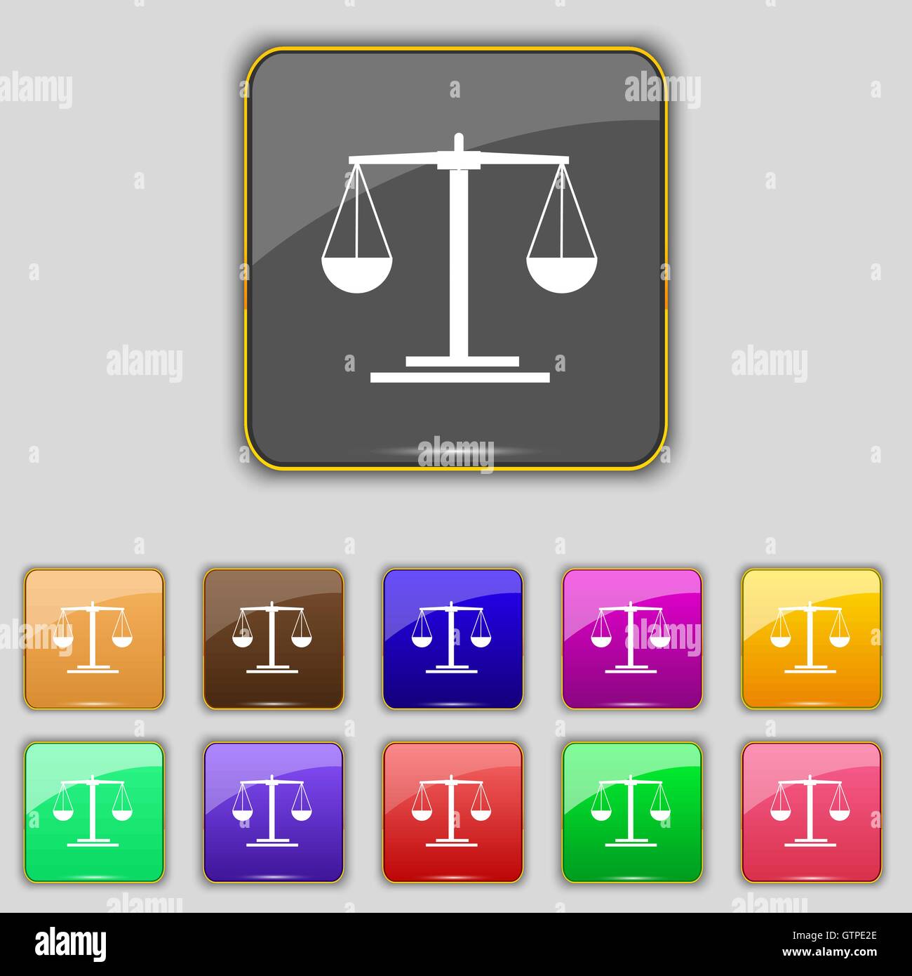 scales Icon sign. Set with eleven colored buttons for your site. Vector ...