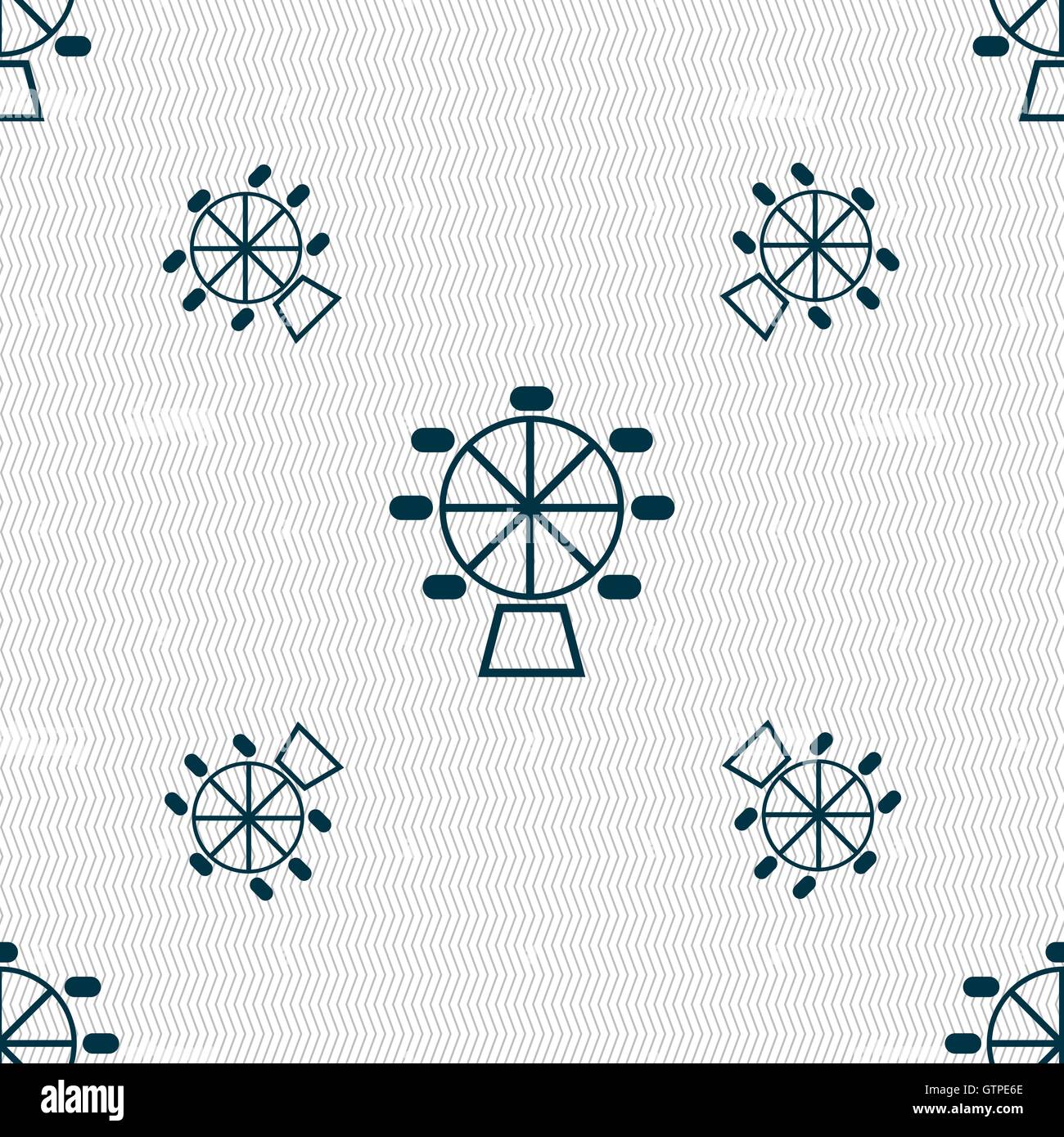 Ferris wheel icon sign. Seamless pattern with geometric texture. Vector ...