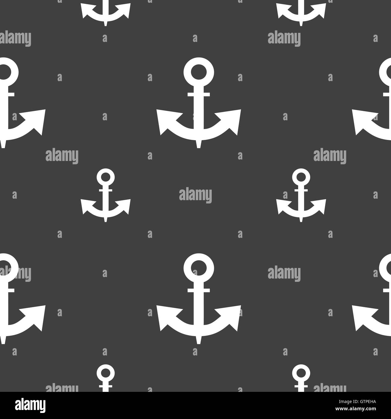 anchor Icon sign. Seamless pattern on a gray background. Vector Stock ...