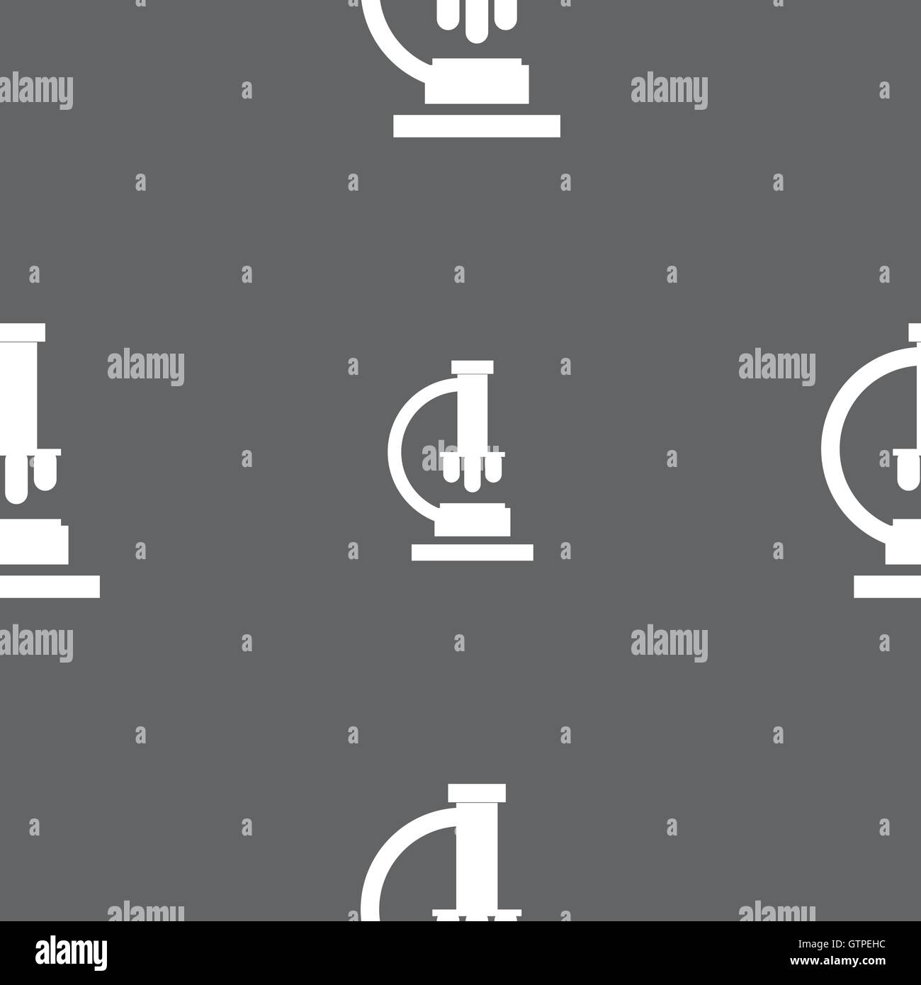 Microscope icon sign. Seamless pattern on a gray background. Vector ...