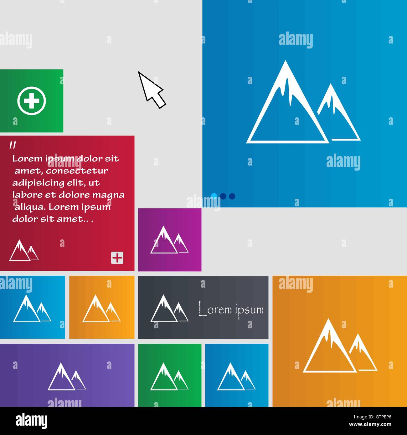 Mountain Icon sign. buttons. Modern interface website buttons with ...