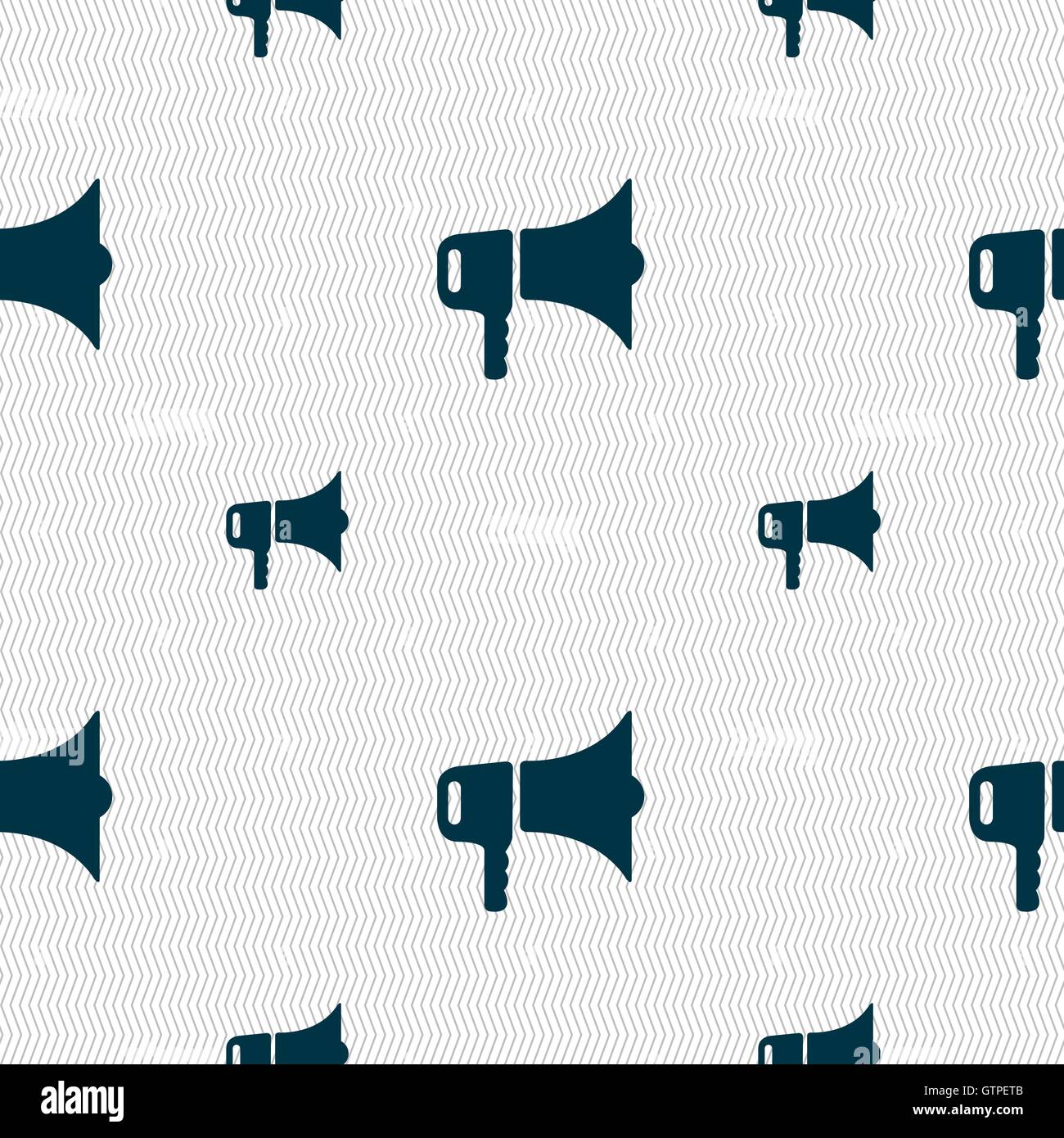 megaphone icon sign. Seamless pattern with geometric texture. Vector ...