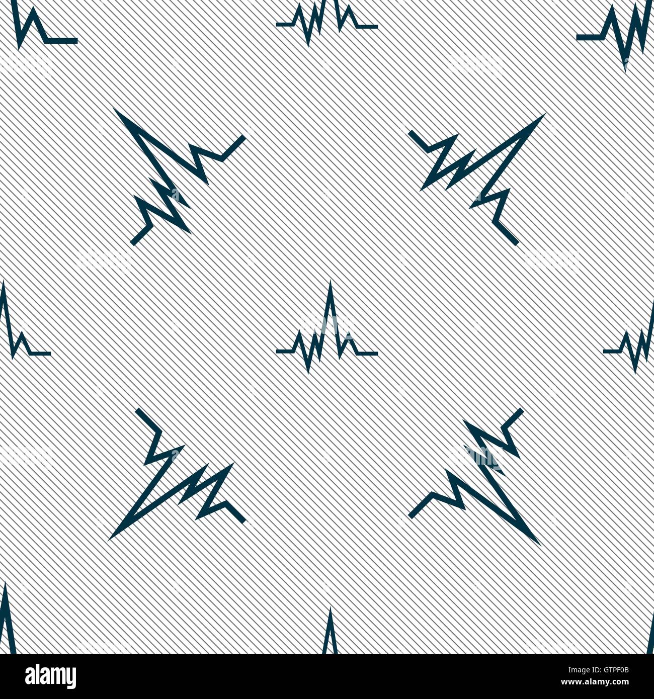 pulse Icon sign. Seamless pattern with geometric texture. Vector Stock ...