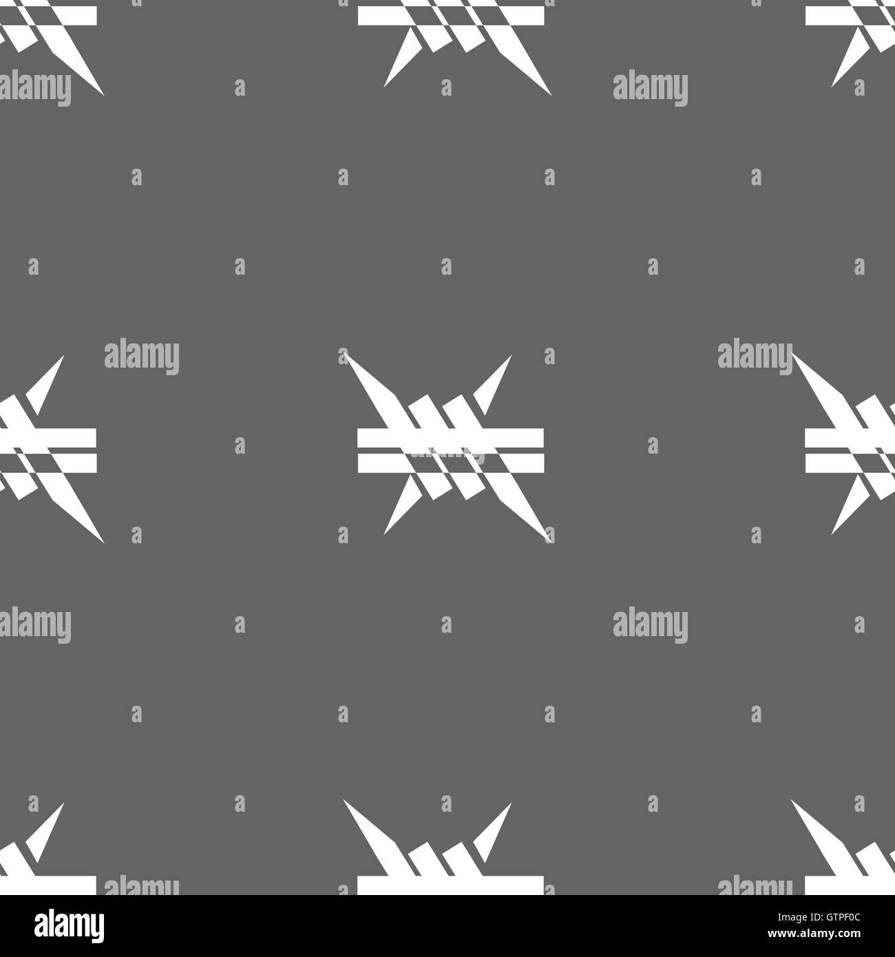 Barbed wire icon. sign. Seamless pattern on a gray background. Vector ...