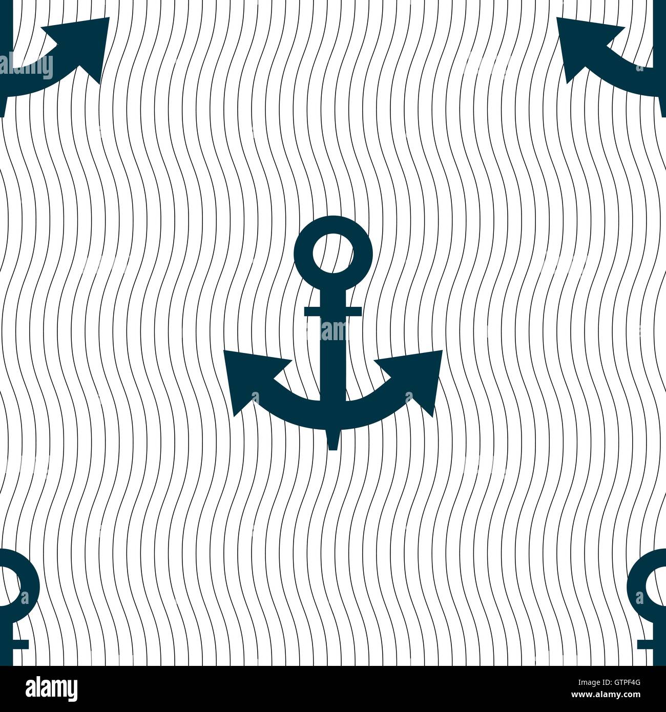 anchor Icon sign. Seamless pattern with geometric texture. Vector Stock ...