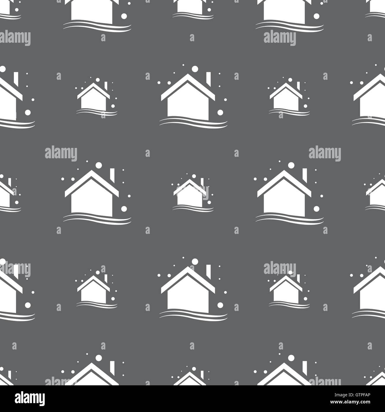 Winter house icon sign. Seamless pattern on a gray background. Vector ...
