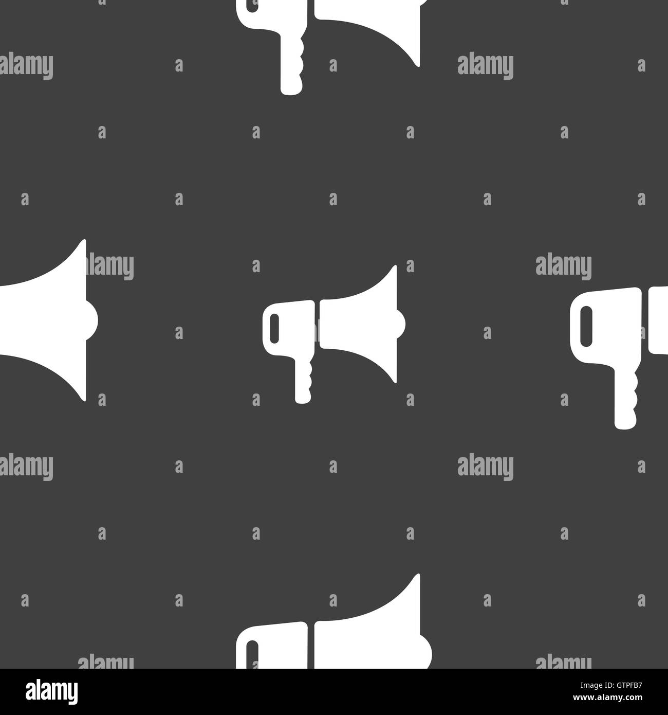 megaphone icon sign. Seamless pattern on a gray background. Vector ...