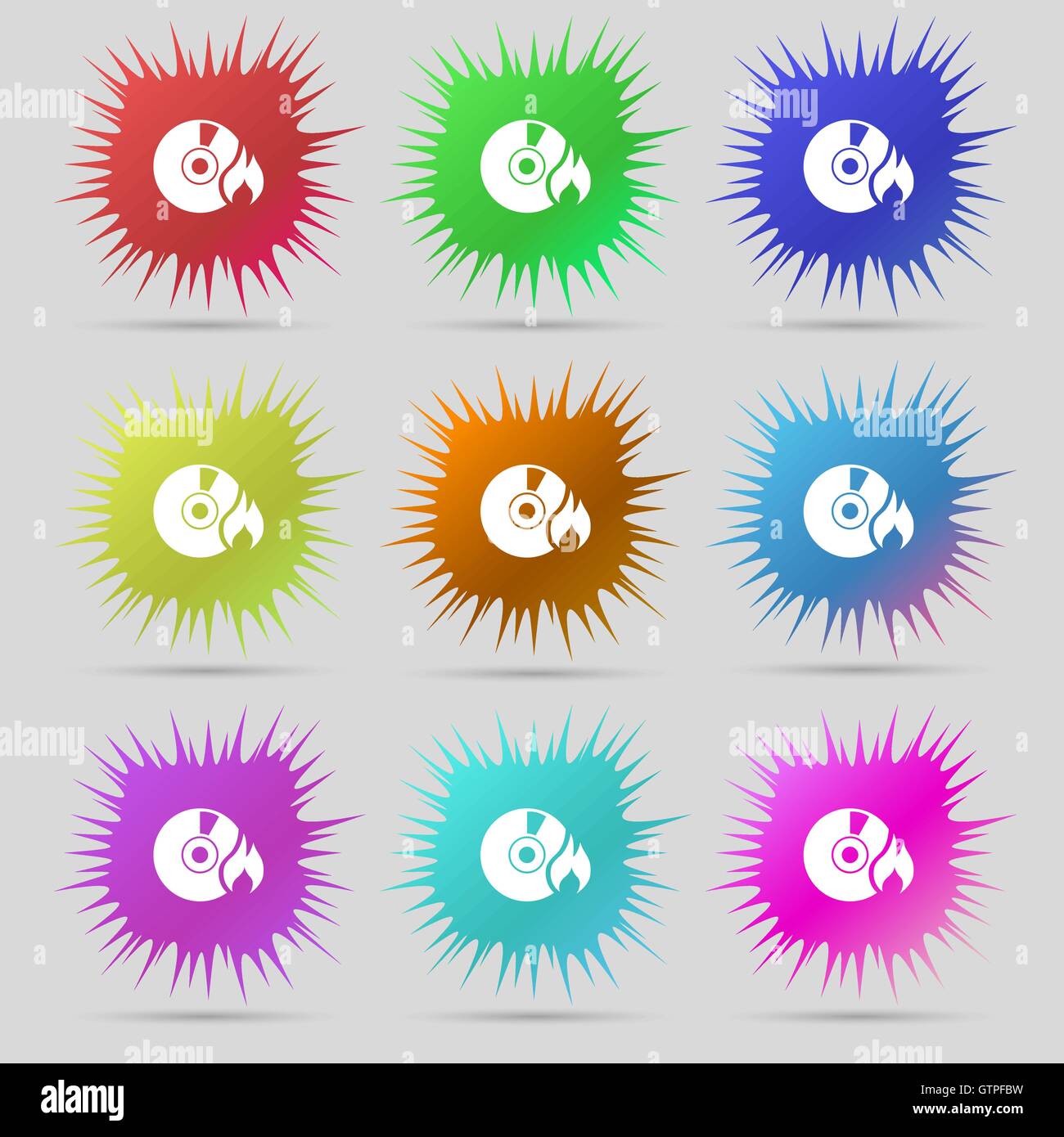 CD icon sign. A set of nine original needle buttons. Vector Stock ...
