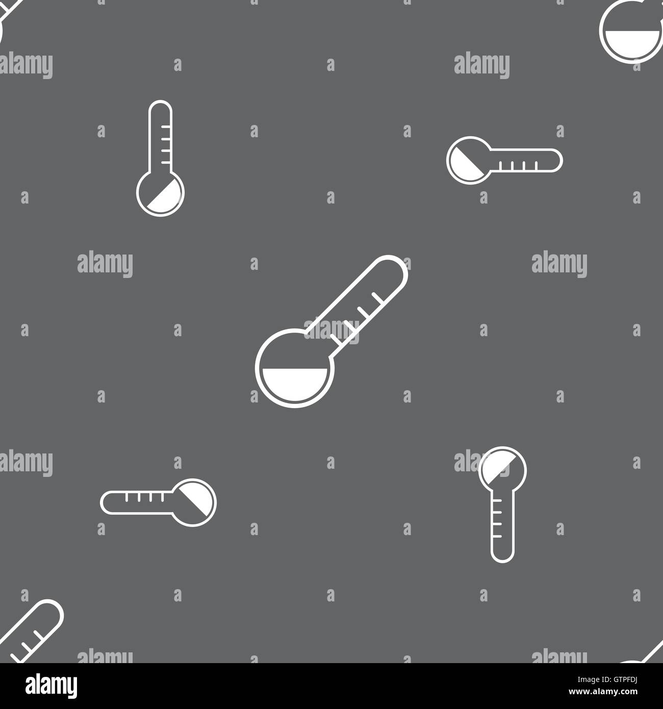 Thermometer icon sign. Seamless pattern on a gray background. Vector ...
