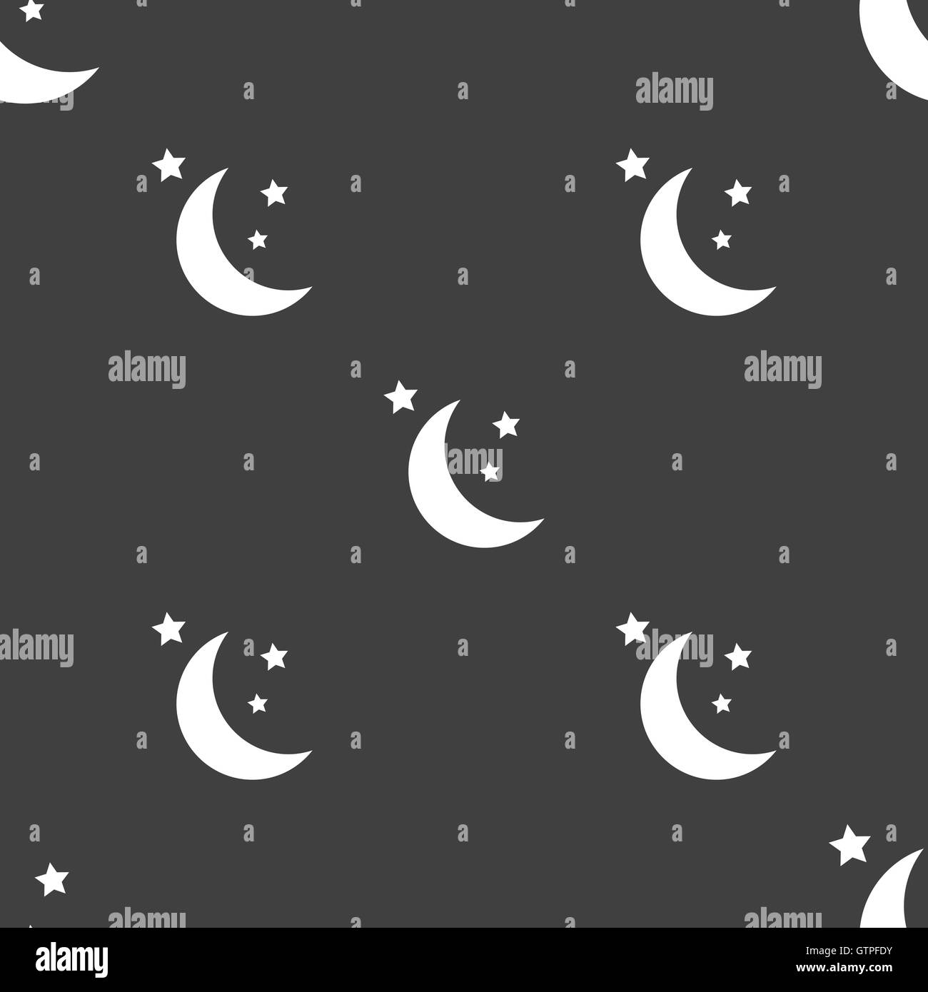 moon icon sign. Seamless pattern on a gray background. Vector Stock ...