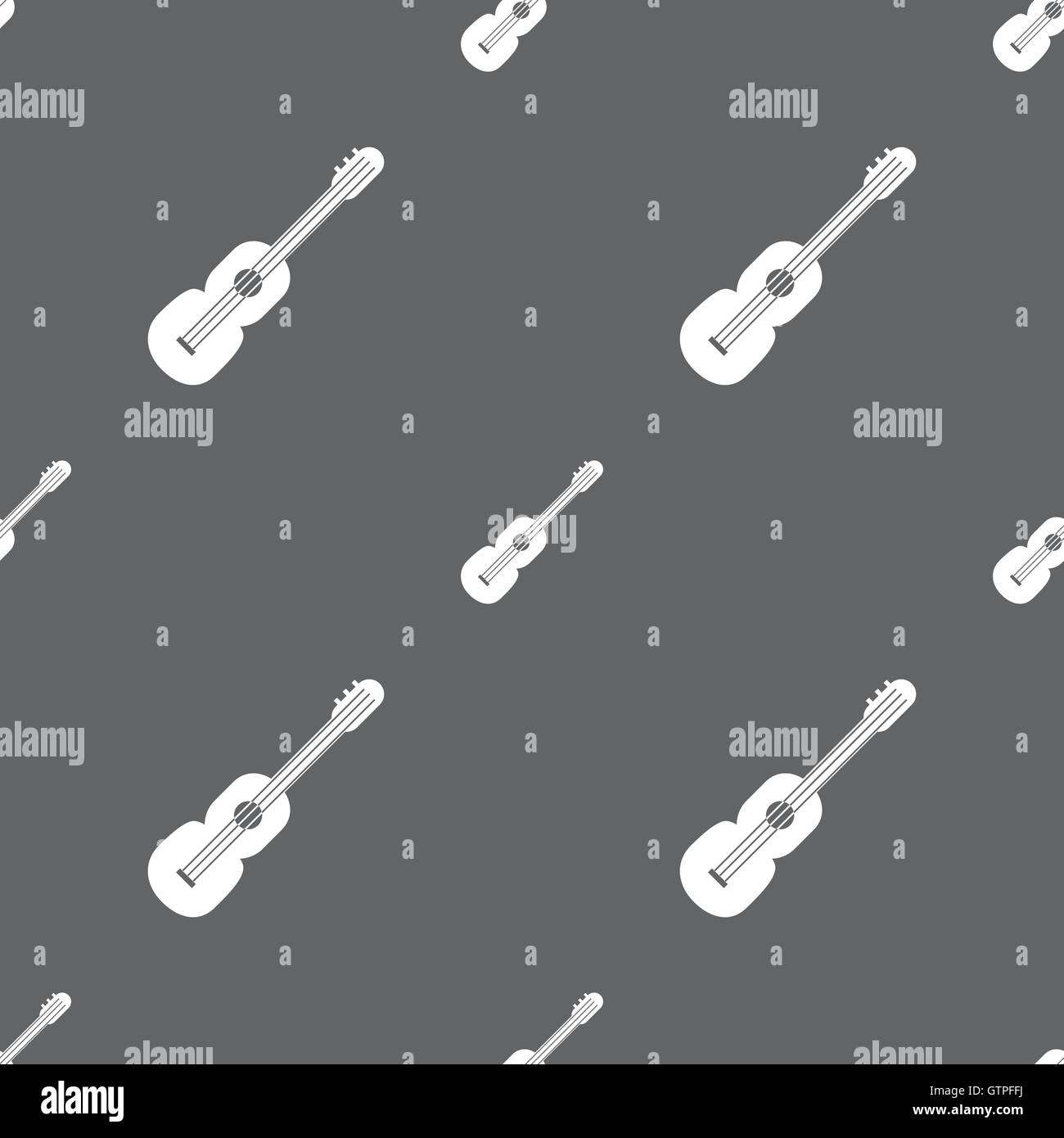 acoustic guitar icon sign. Seamless pattern on a gray background ...