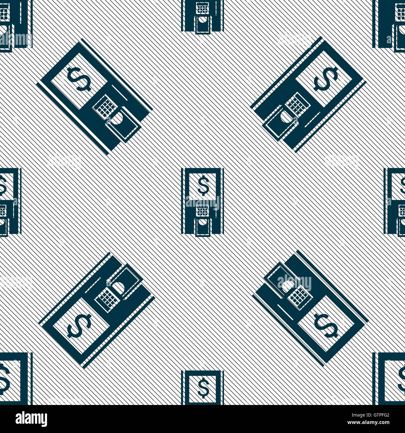 atm icon sign. Seamless pattern with geometric texture. Vector Stock ...