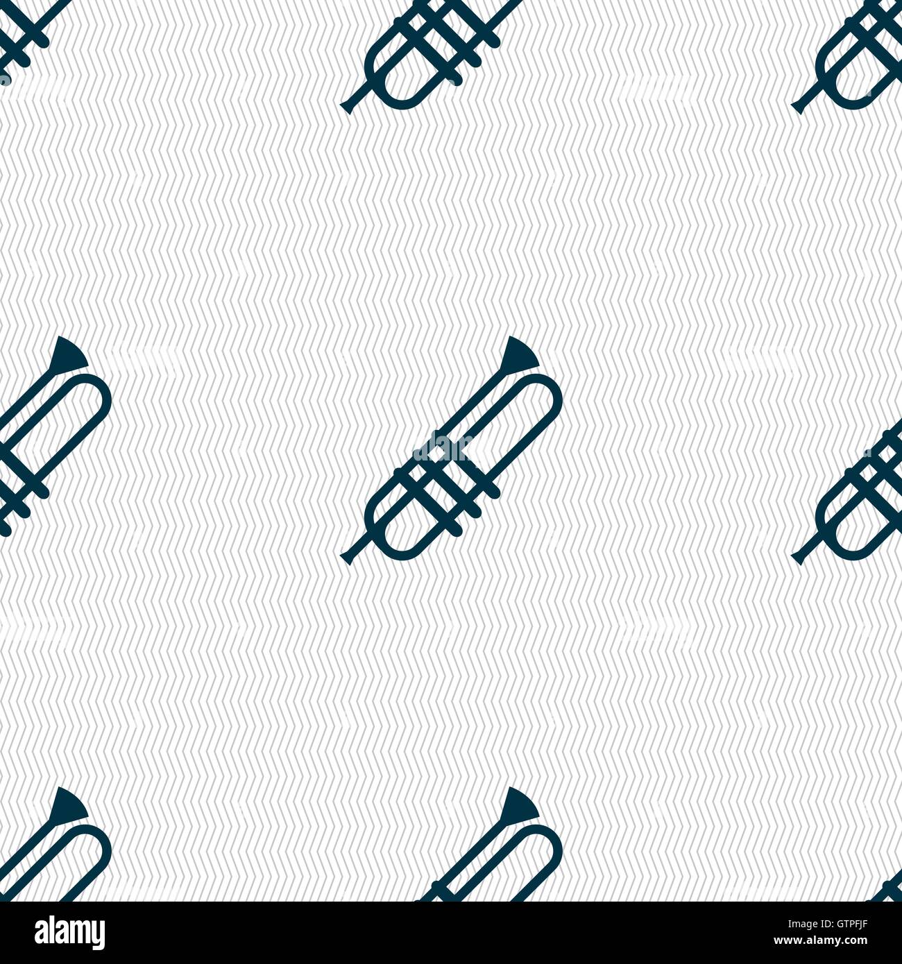 Trumpet icons sign. Seamless pattern with geometric texture. Vector ...