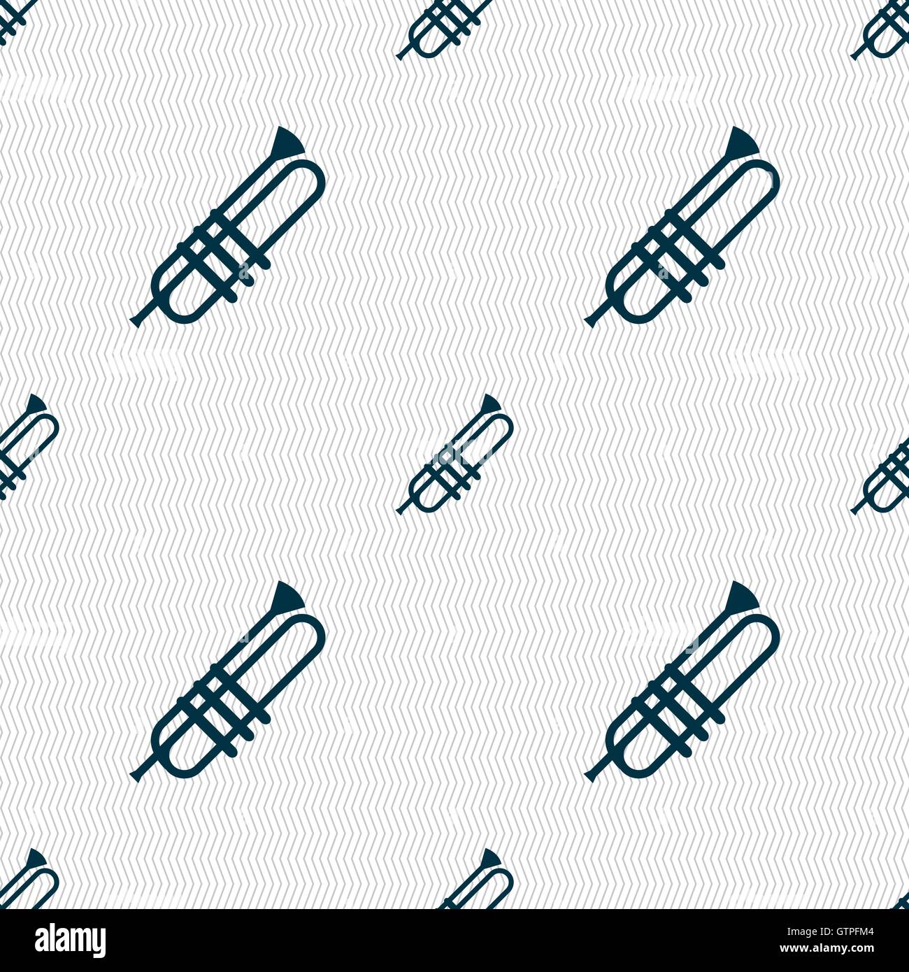 Trumpet icons sign. Seamless pattern with geometric texture. Vector ...