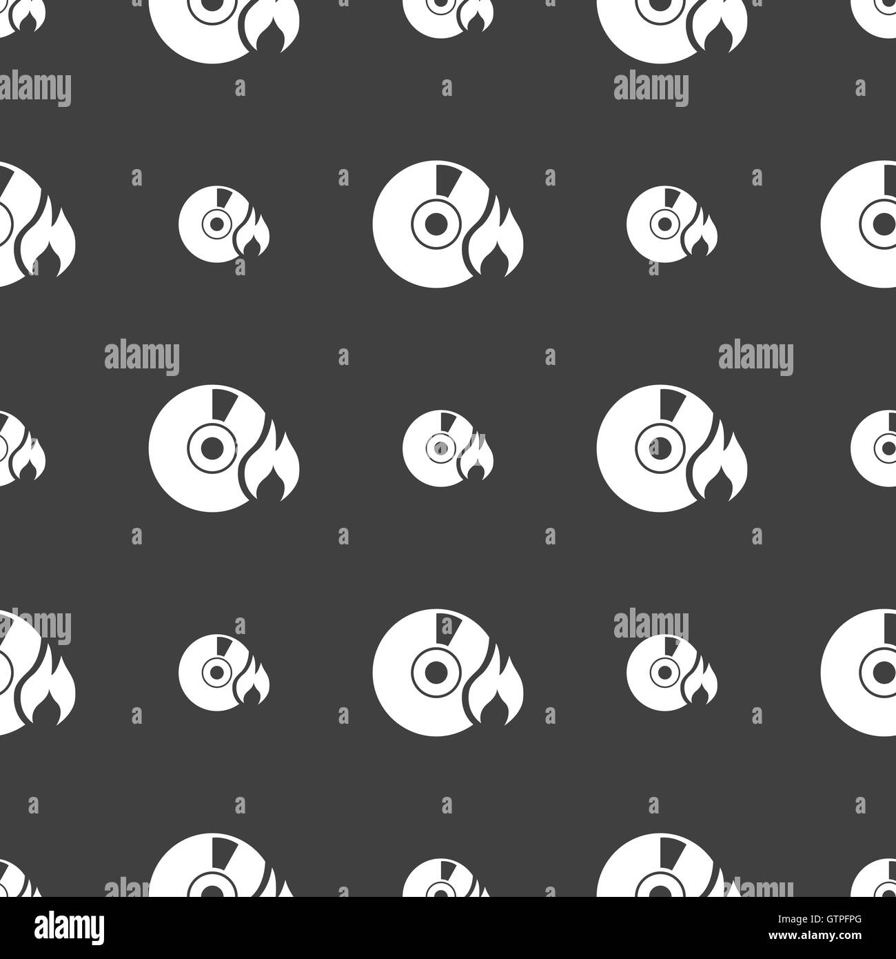 CD icon sign. Seamless pattern on a gray background. Vector Stock Vector